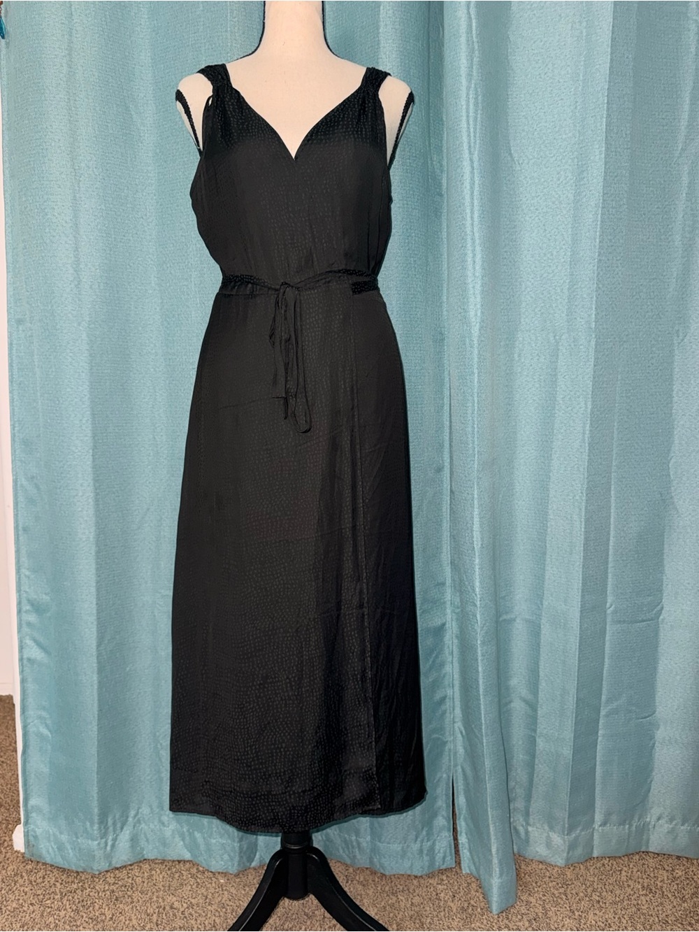 PAIGE Cerisa Wrap Black Midi Dress XS EUC